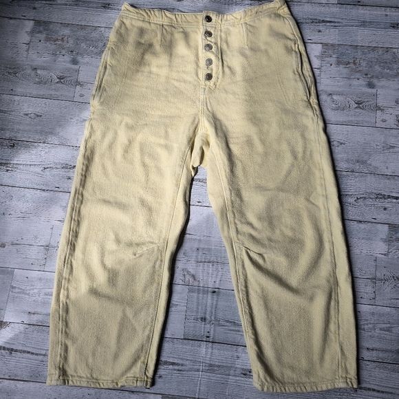 We The Free Denim - Free People Osaka Mid Rise Barrel Latte Cream Size 31